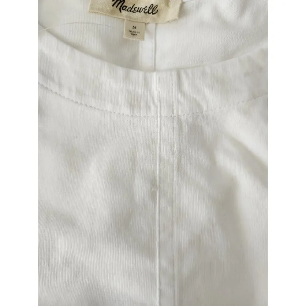 NWT Madewell Puff-Sleeve Tee 100 Percent Cotton White M *Flaw SEE DESCRIPTION